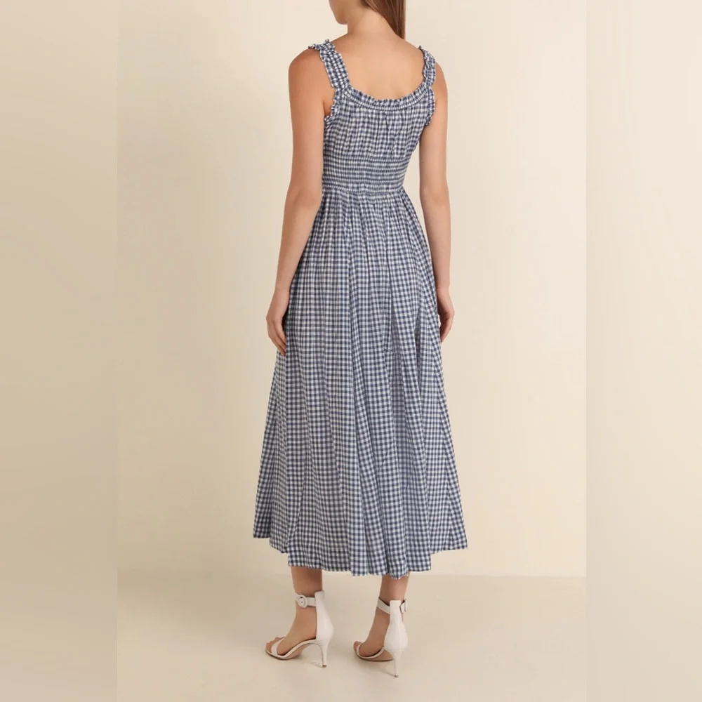 Blue and White Gingham Maxi Dress - Picture 2 of 8